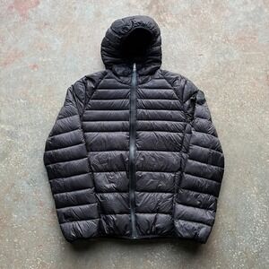 Psycho Bunny Wales Black Puffer Jacket Mens Large B6N103F6C1 Hooded Full Zip